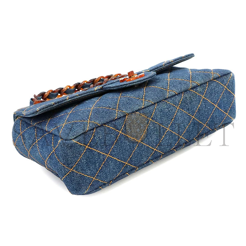 ch**el master matelasse plastic chain shoulder bag De*1m blue vintage (23*14*6cm)